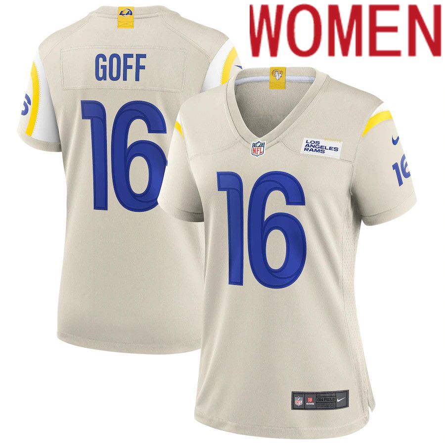 Women Los Angeles Rams #16 Jared Goff Nike Cream Game NFL Jersey
